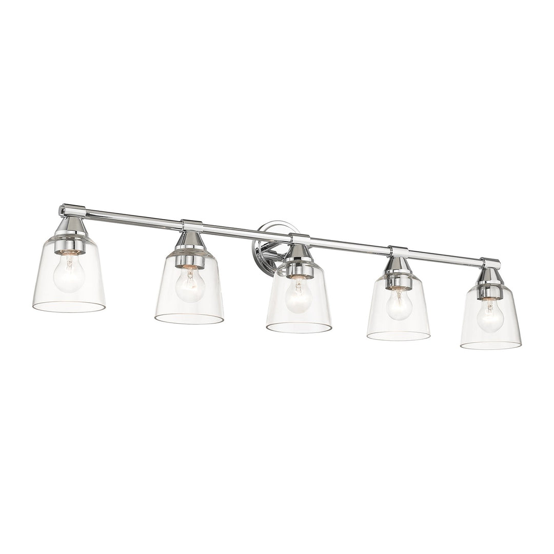 5 Light Polished Chrome Large Vanity Sconce