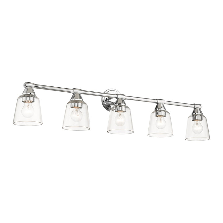 5 Light Polished Chrome Large Vanity Sconce