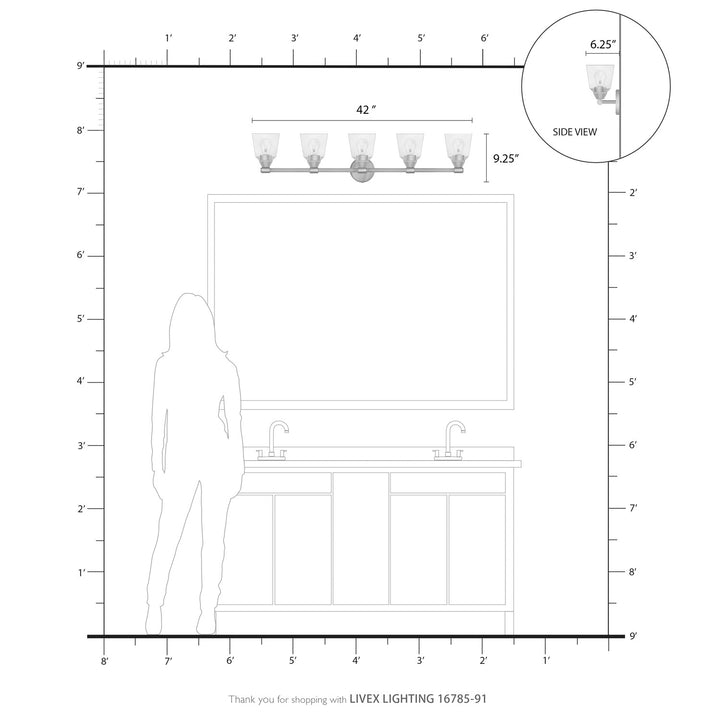 5 Light Brushed Nickel Large Vanity Sconce