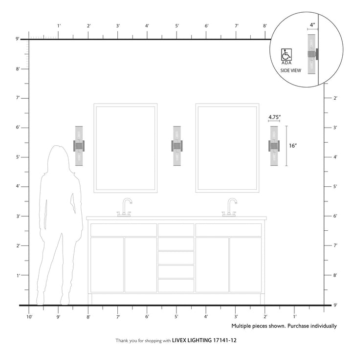 2 Light Satin Brass Vanity Sconce