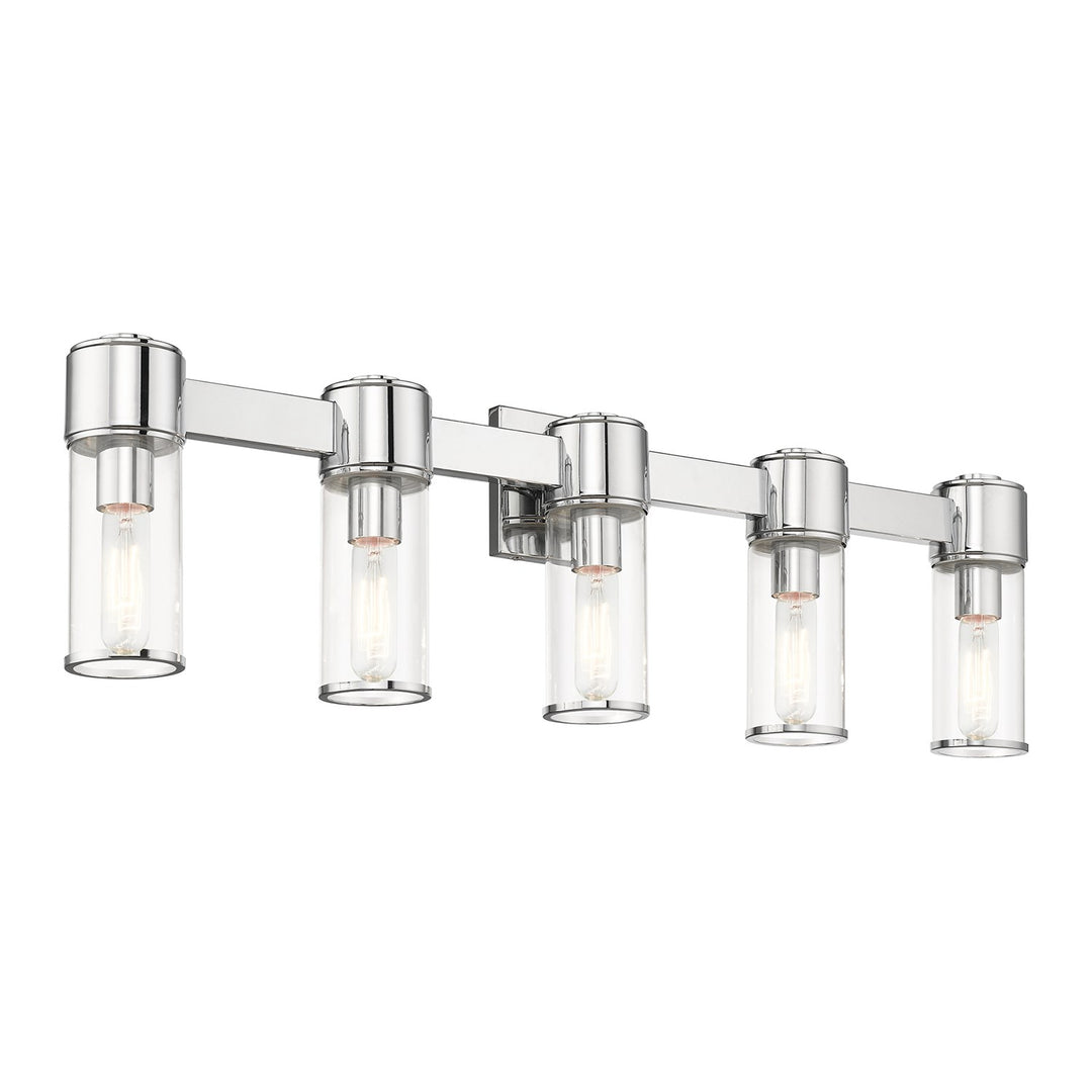 5 Light Polished Chrome Large Vanity Sconce
