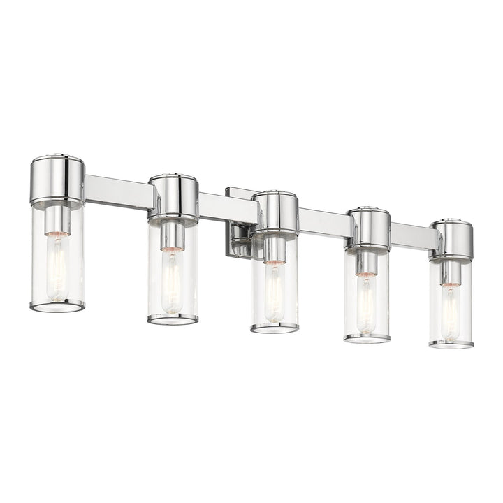 5 Light Polished Chrome Large Vanity Sconce