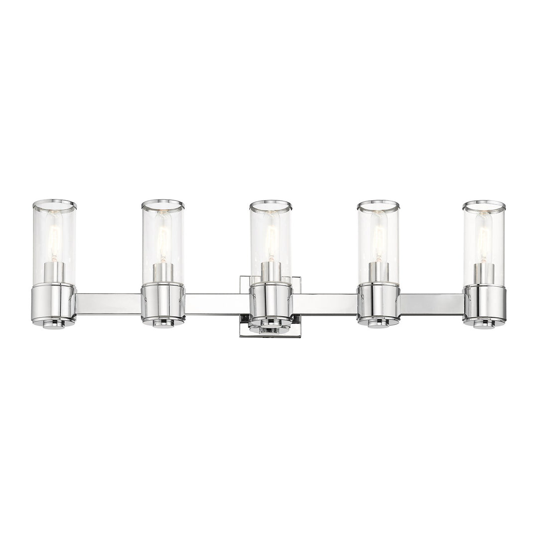 5 Light Polished Chrome Large Vanity Sconce