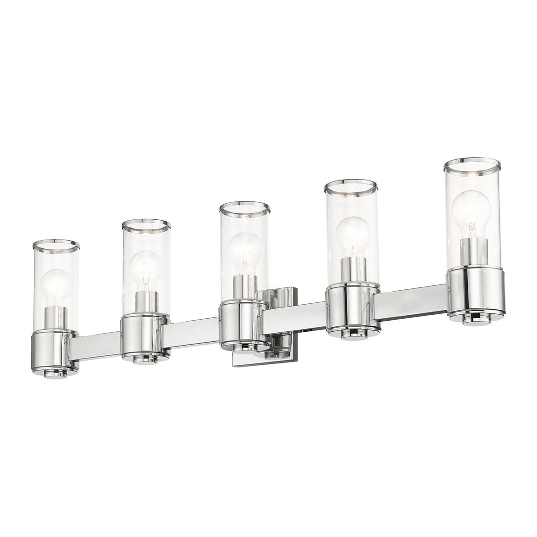 5 Light Polished Chrome Large Vanity Sconce