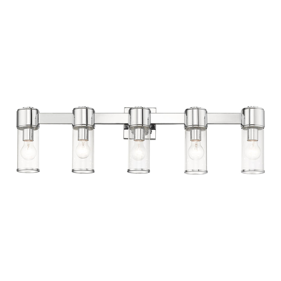 5 Light Polished Chrome Large Vanity Sconce