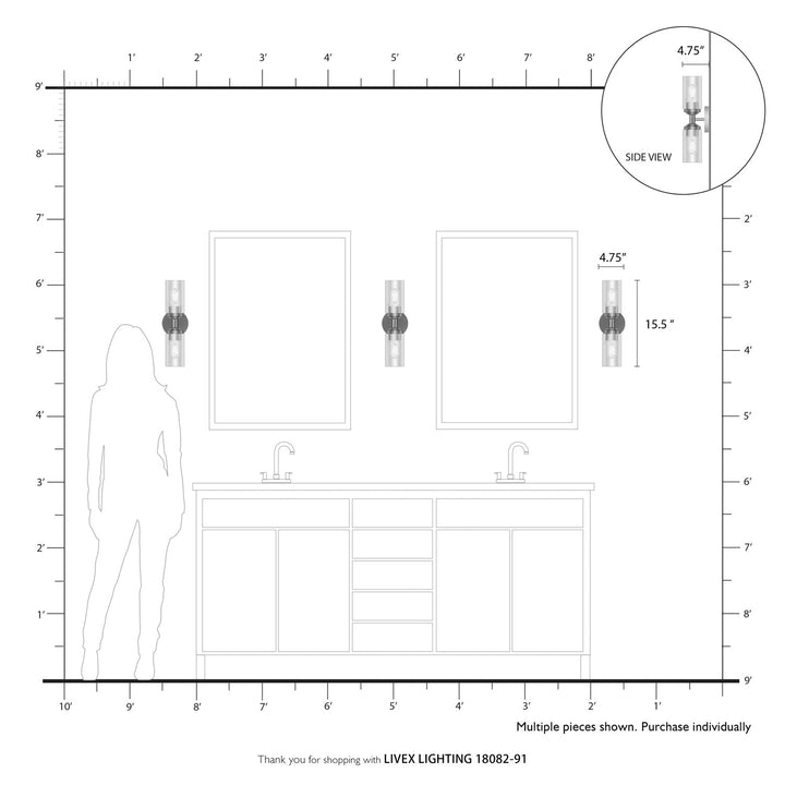 2 Light Brushed Nickel Vanity Sconce