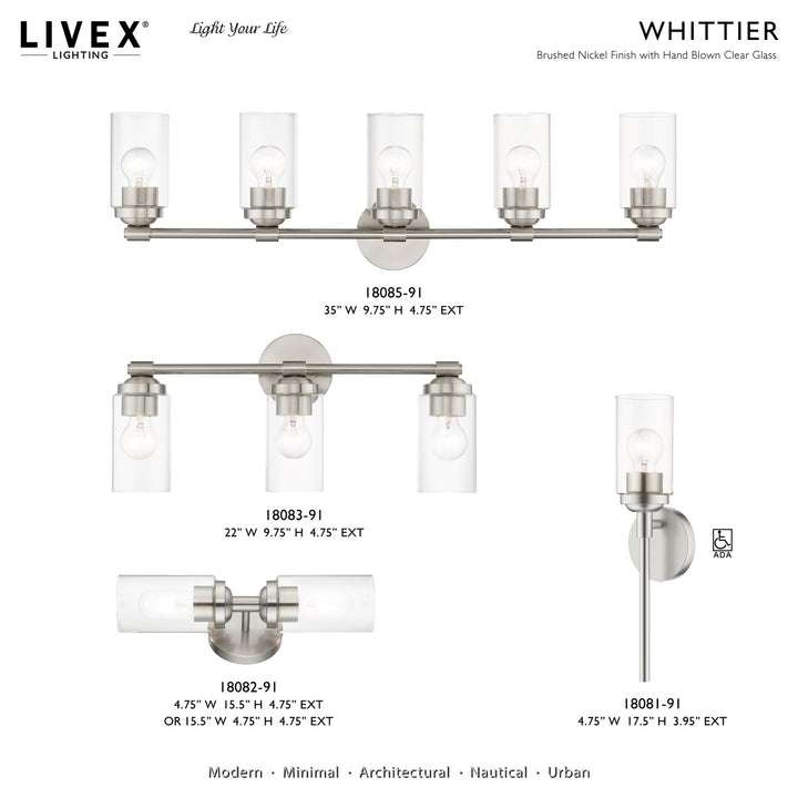 2 Light Brushed Nickel Vanity Sconce