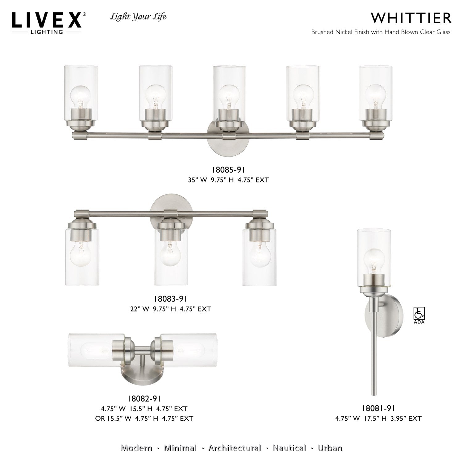 3 Light Brushed Nickel Vanity Sconce