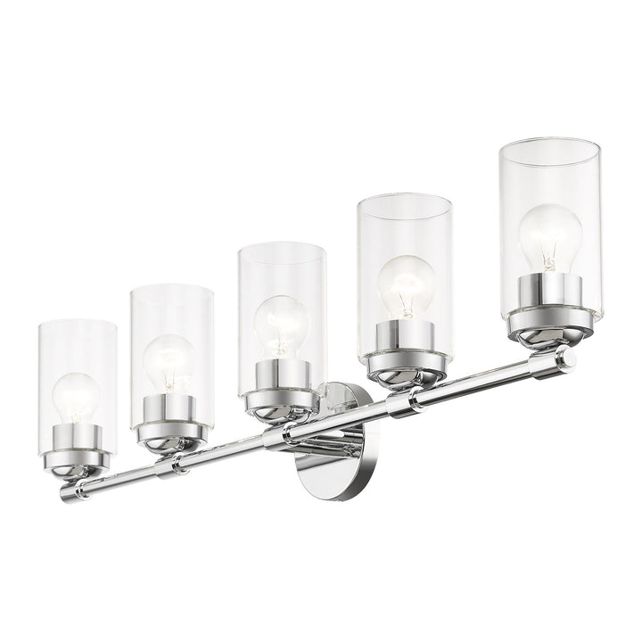5 Light Polished Chrome Large Vanity Sconce