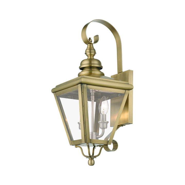 2 Light Antique Brass Outdoor Medium Wall Lantern