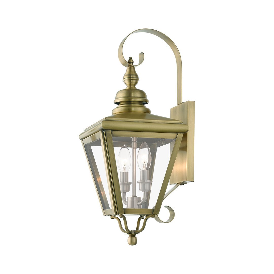 2 Light Antique Brass Outdoor Medium Wall Lantern