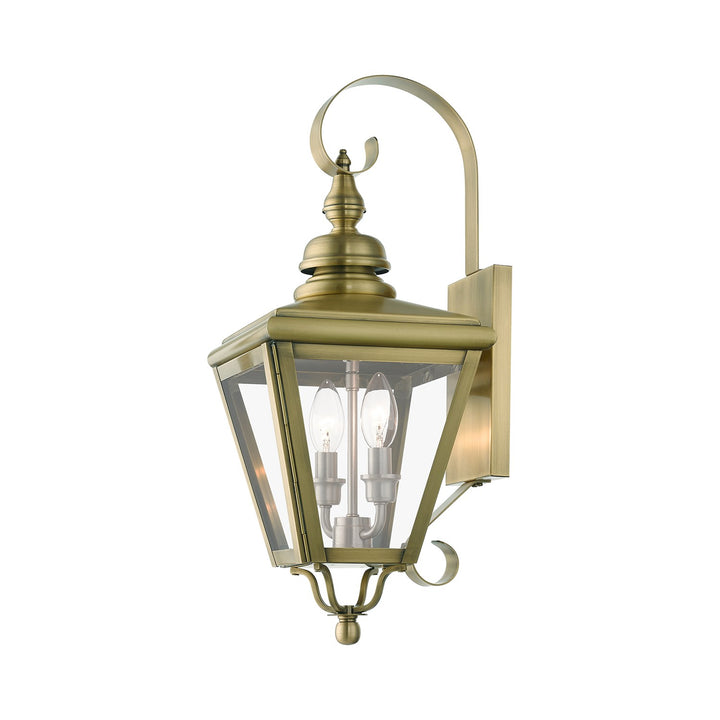 2 Light Antique Brass Outdoor Medium Wall Lantern