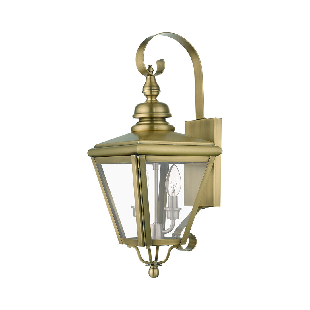 2 Light Antique Brass Outdoor Medium Wall Lantern