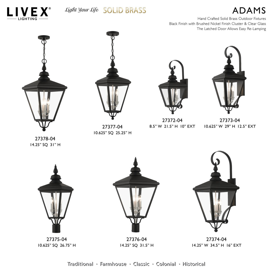 2 Light Black Outdoor Medium Wall Lantern With Brushed Nickel Finish Cluster