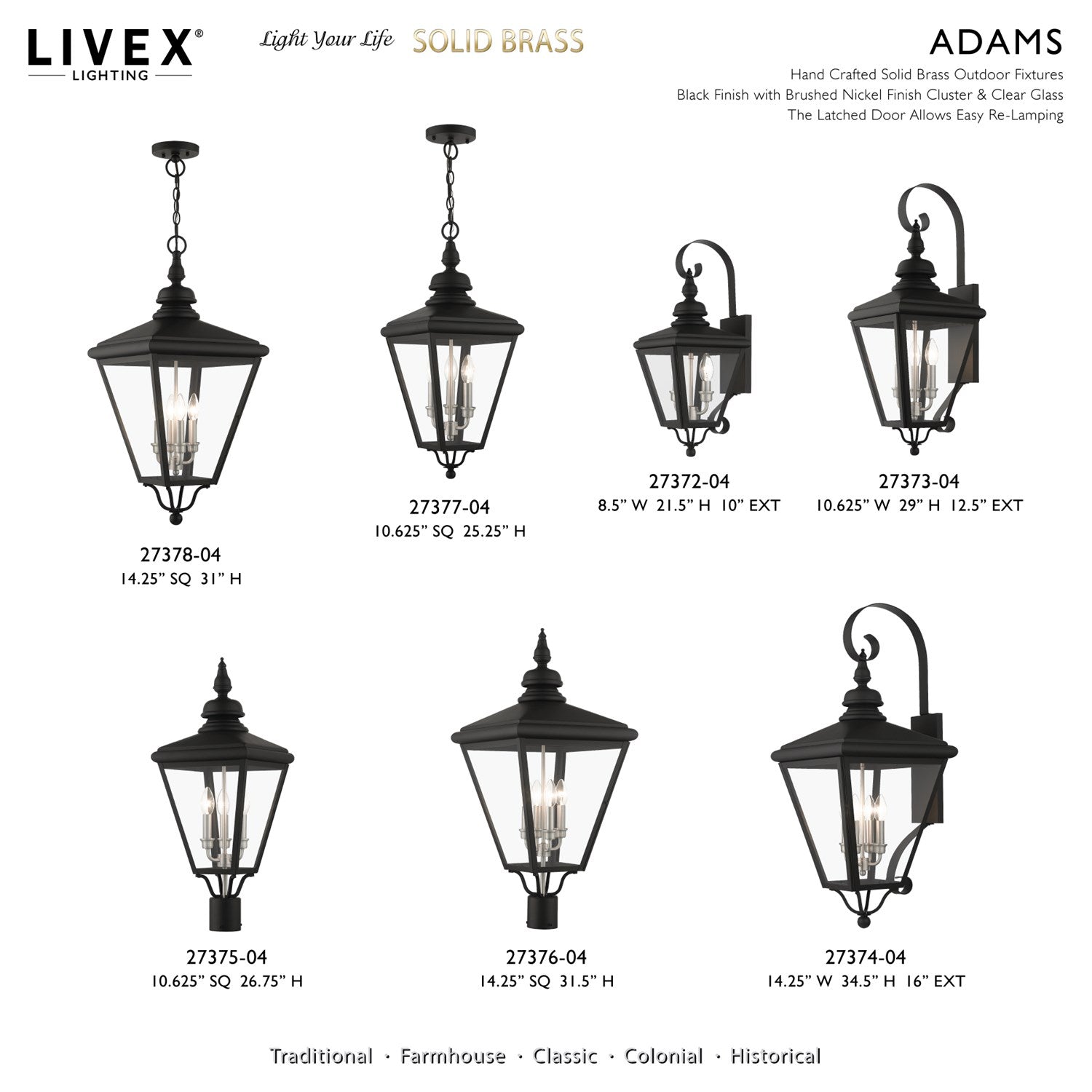 2 Light Black Outdoor Medium Wall Lantern With Brushed Nickel Finish Cluster