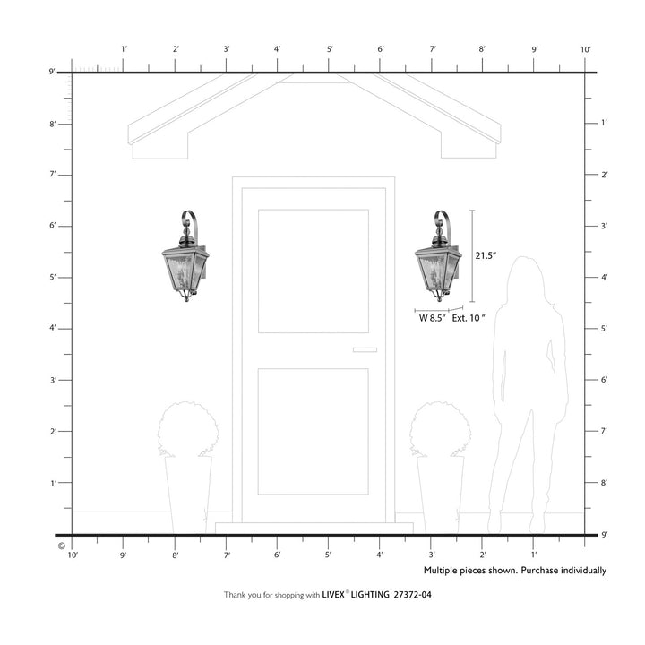 2 Light Black Outdoor Medium Wall Lantern With Brushed Nickel Finish Cluster