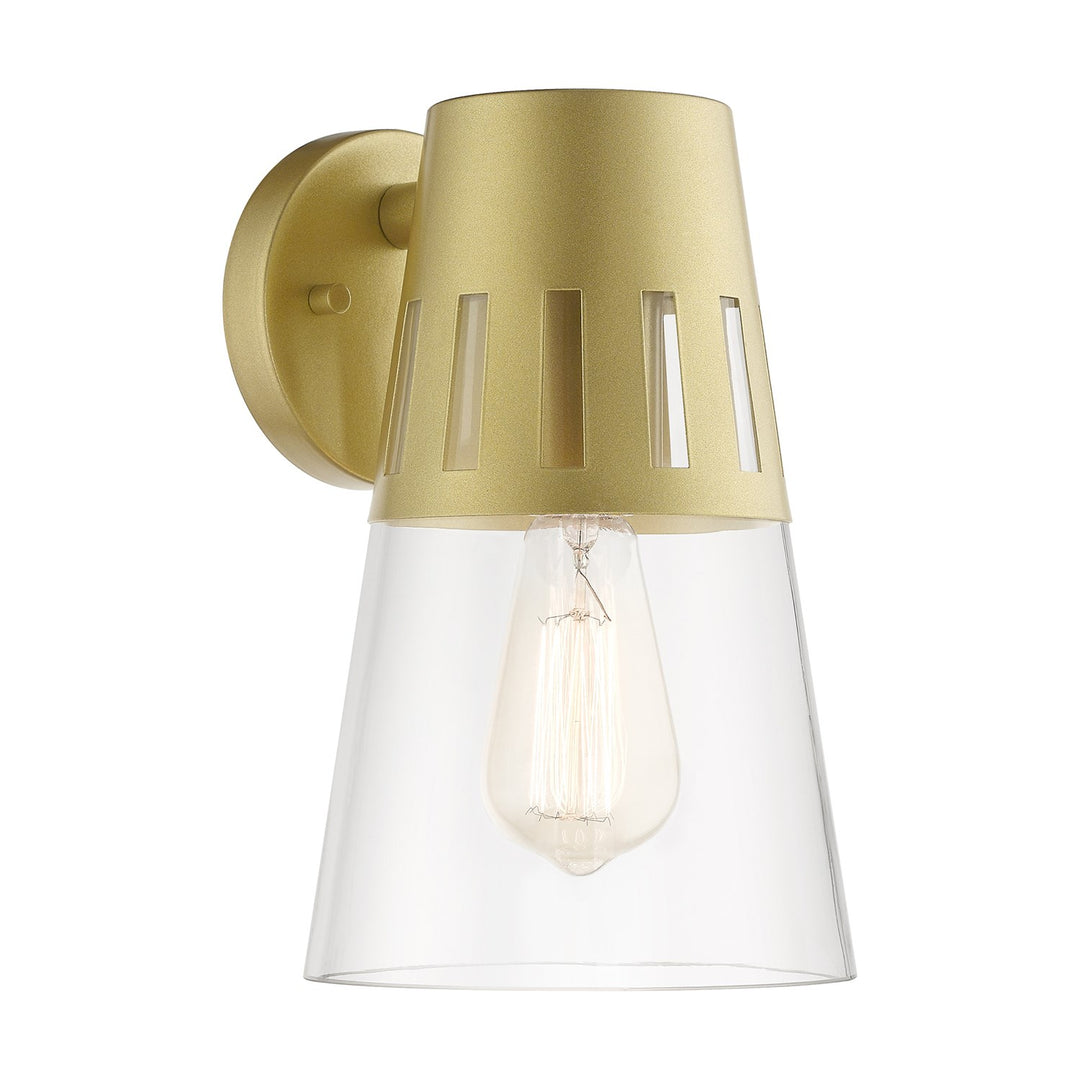 1 Light Soft Gold Outdoor Medium Wall Lantern by Livex Lighting