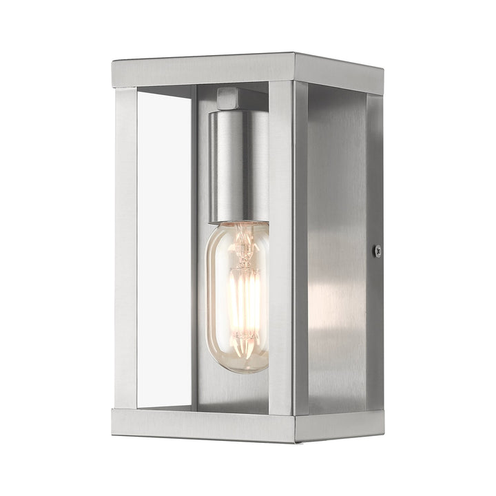 1 Light Brushed Nickel Outdoor Ada Small Wall Lantern by Livex Lighting