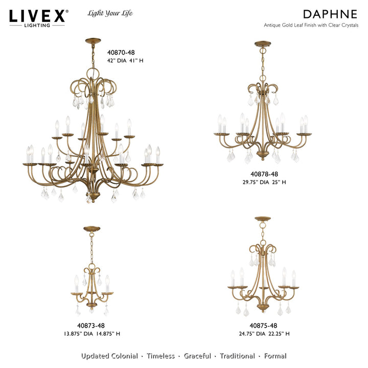 18 Light Antique Gold Leaf Extra Large Chandelier With Clear Crystals
