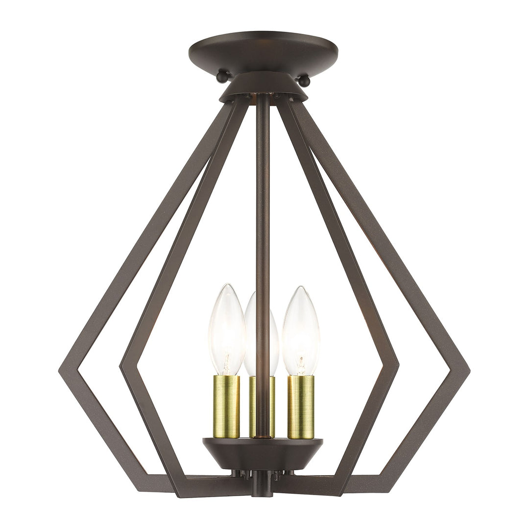 3 Light English Bronze Semi-Flush / Small Pendant