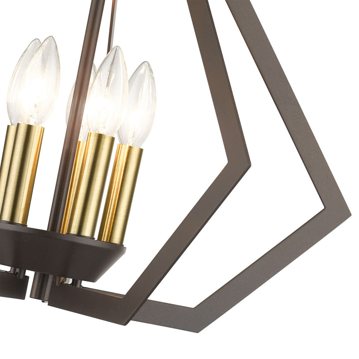 5 Light English Bronze Chandelier With Antique Brass Finish Accents