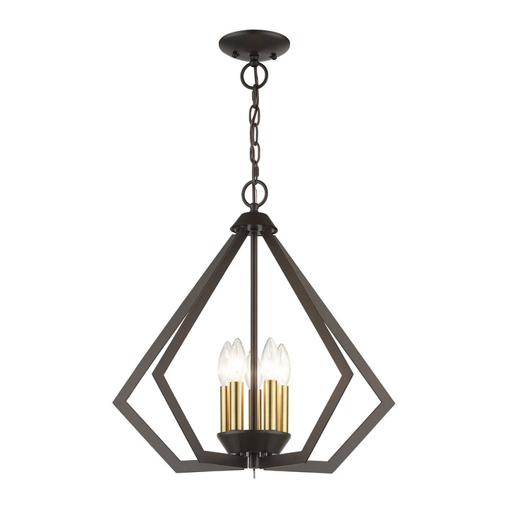 5 Light English Bronze Chandelier With Antique Brass Finish Accents