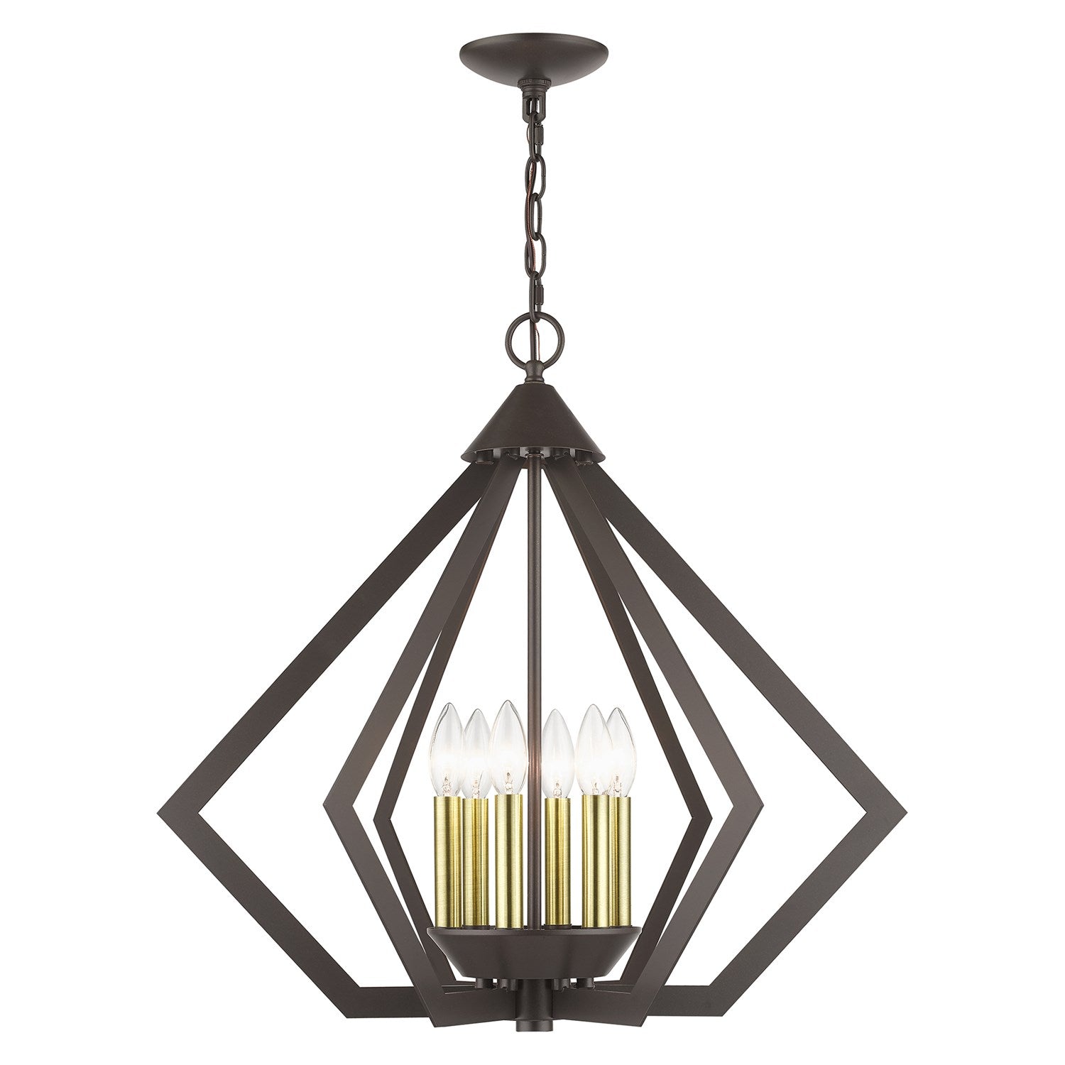 6 Light English Bronze Chandelier With Antique Brass Finish Accents by Livex Lighting