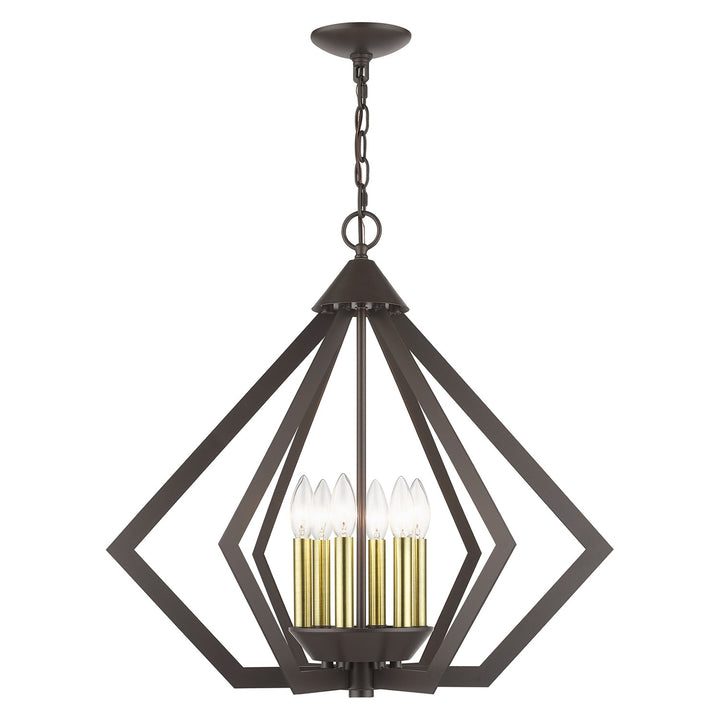 6 Light English Bronze Chandelier With Antique Brass Finish Accents by Livex Lighting