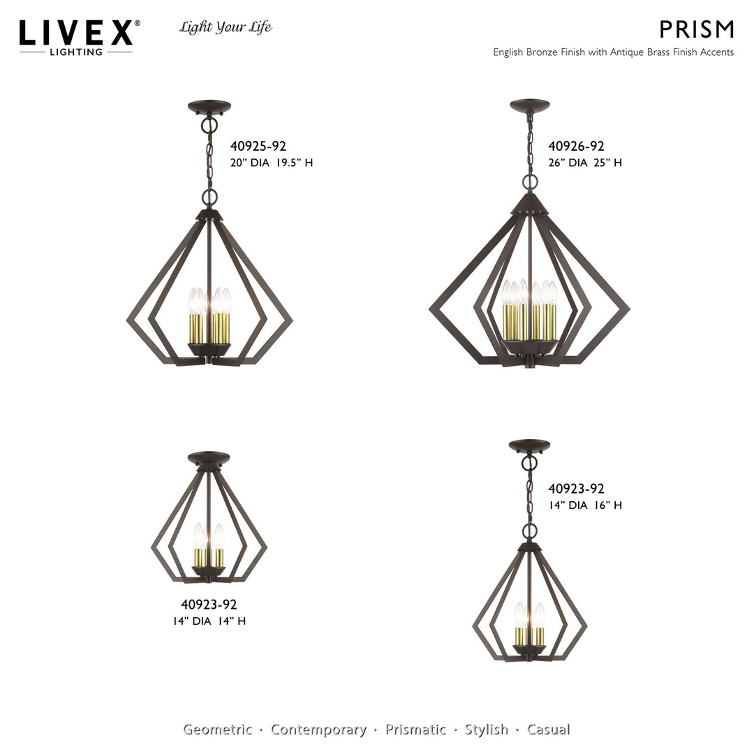 6 Light English Bronze Chandelier With Antique Brass Finish Accents