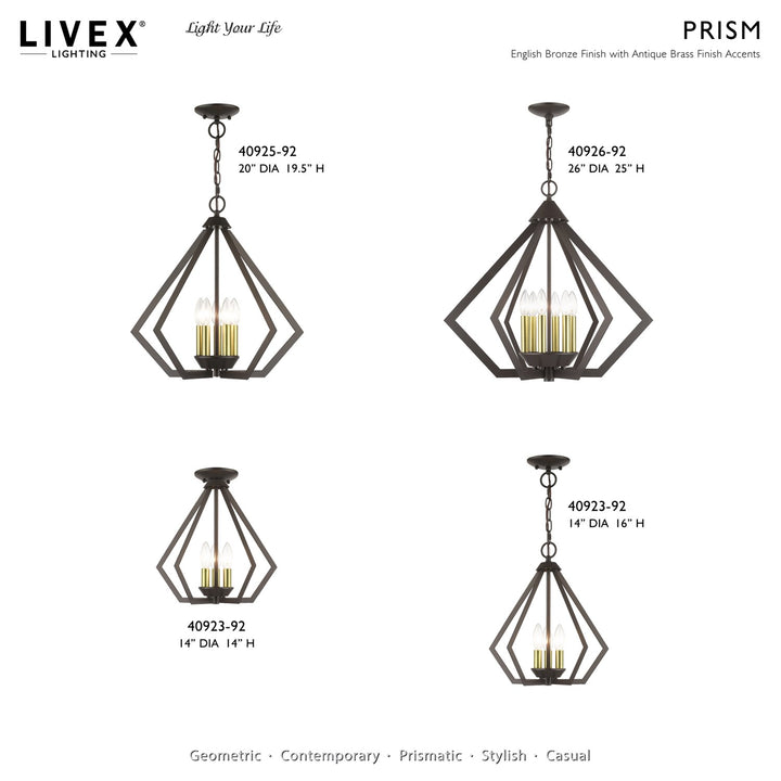 6 Light English Bronze Chandelier With Antique Brass Finish Accents