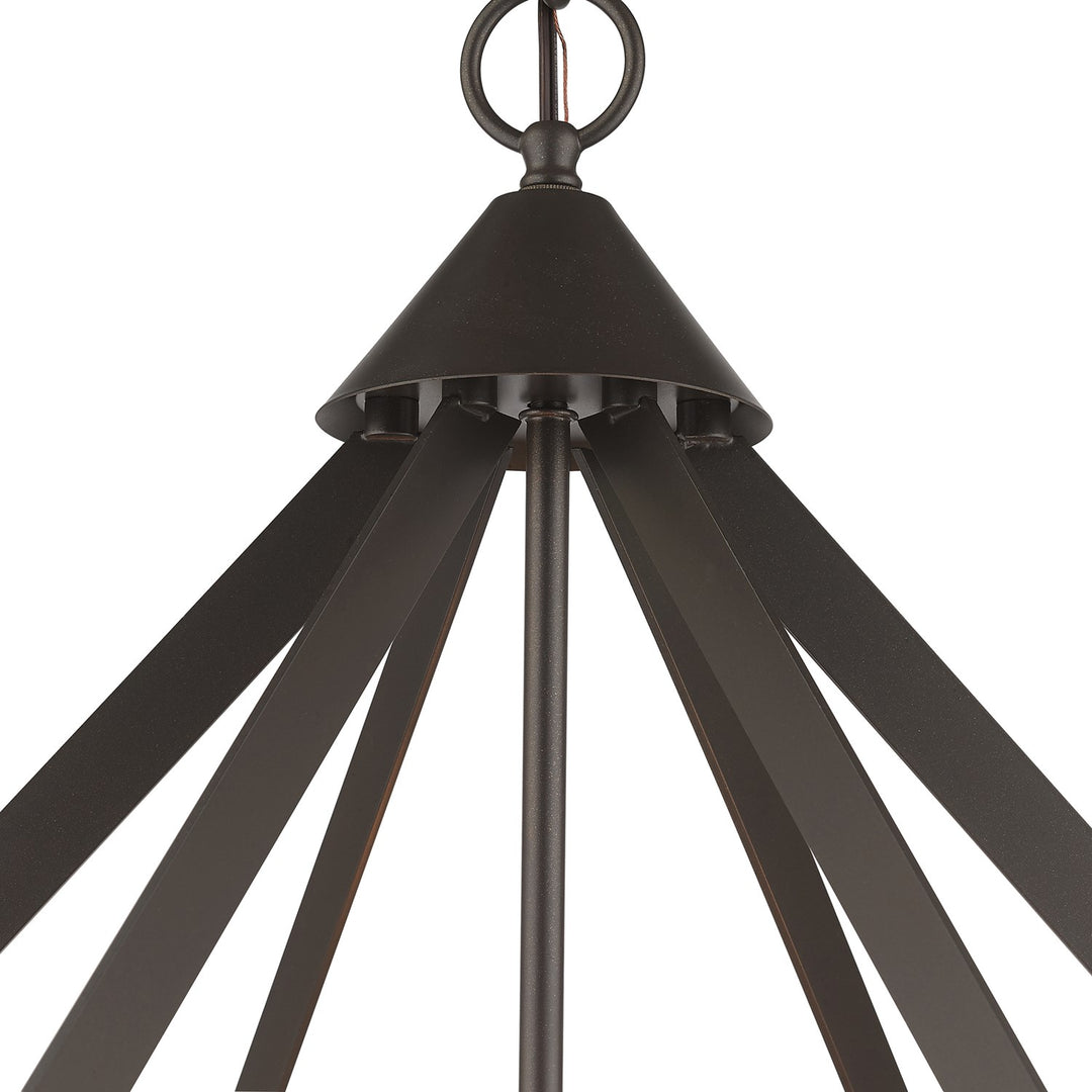 6 Light English Bronze Chandelier With Antique Brass Finish Accents
