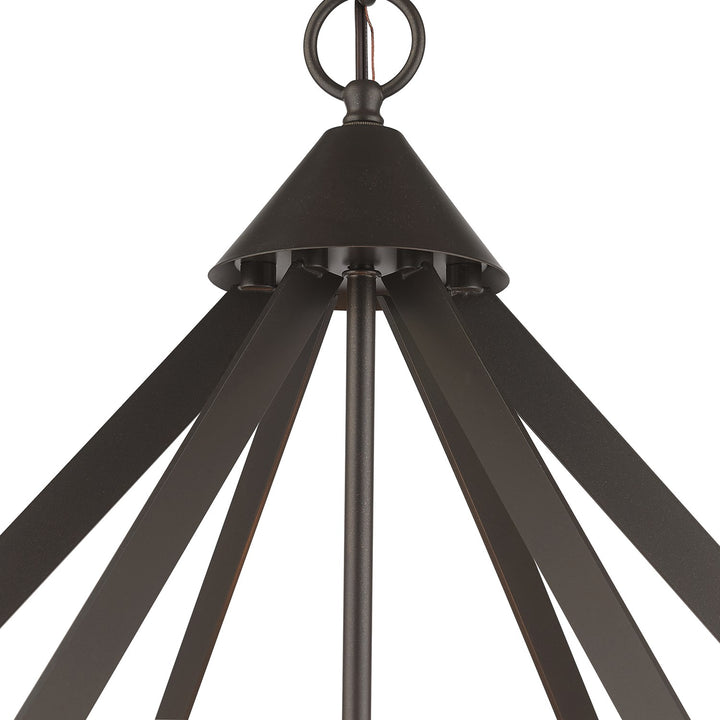 6 Light English Bronze Chandelier With Antique Brass Finish Accents