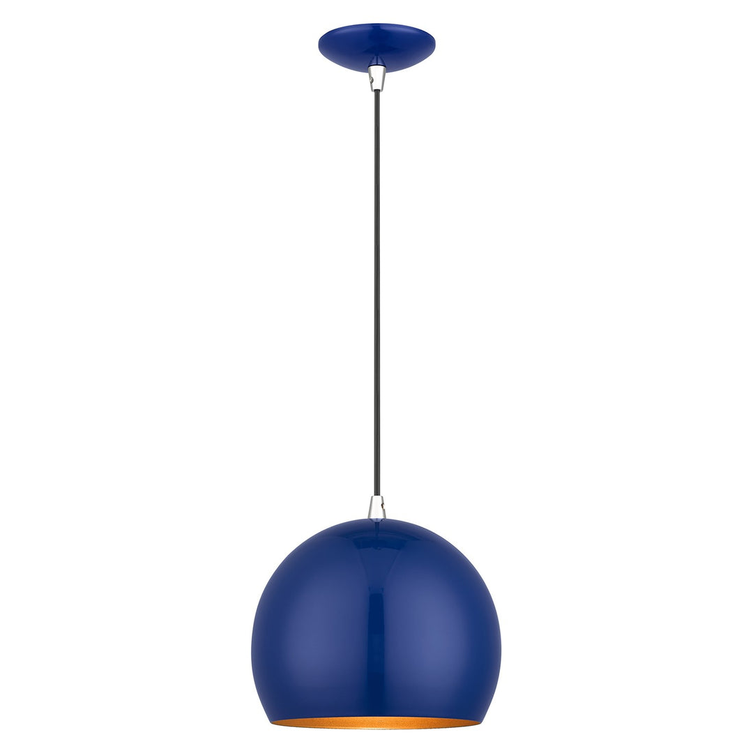 1 Light Shiny Cobalt Blue Globe Pendant by Livex Lighting