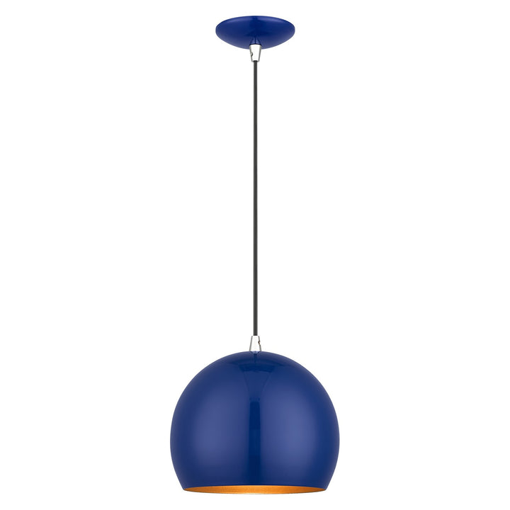 1 Light Shiny Cobalt Blue Globe Pendant by Livex Lighting