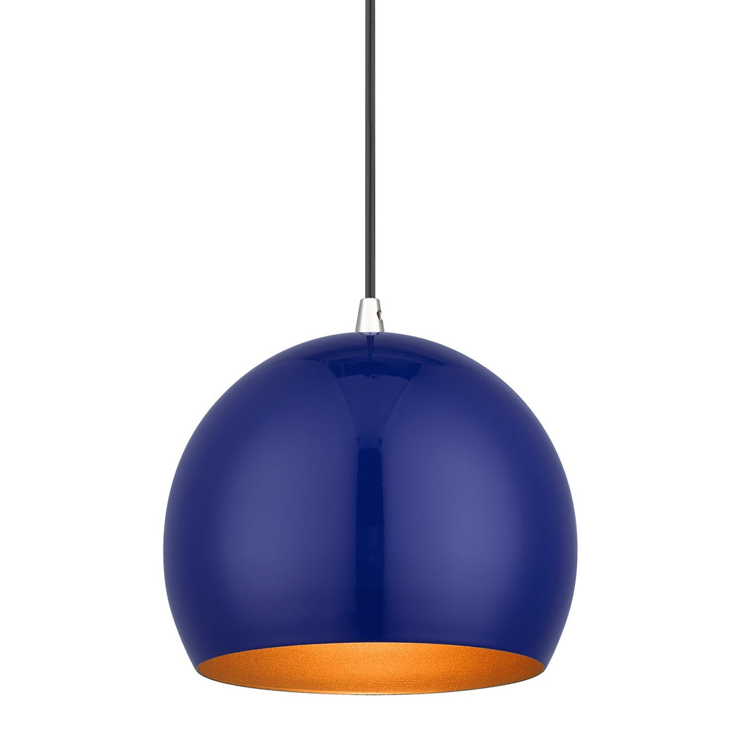 1 Light Shiny Cobalt Blue Globe Pendant