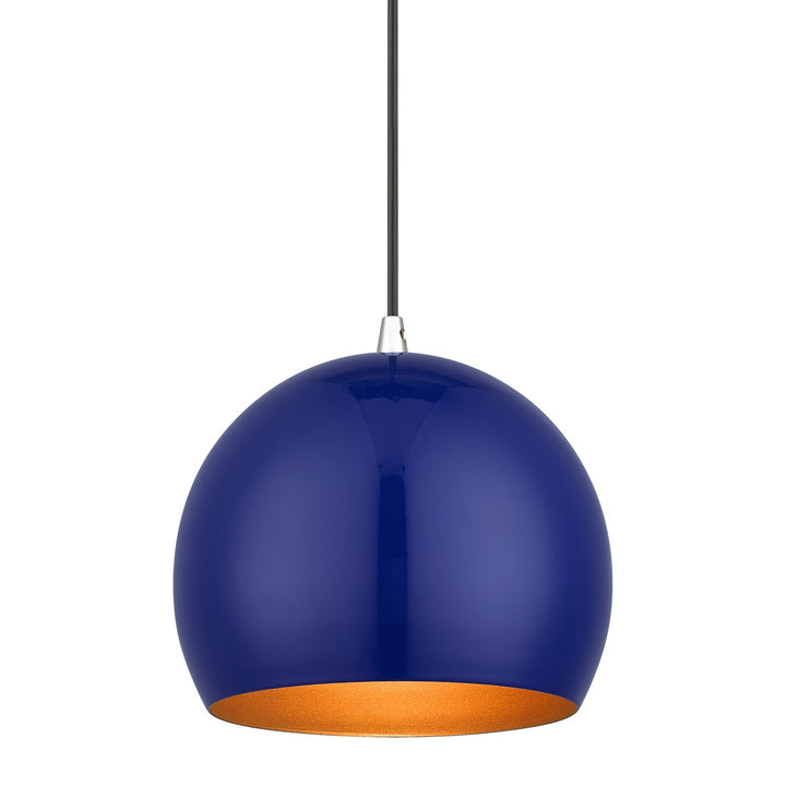1 Light Shiny Cobalt Blue Globe Pendant