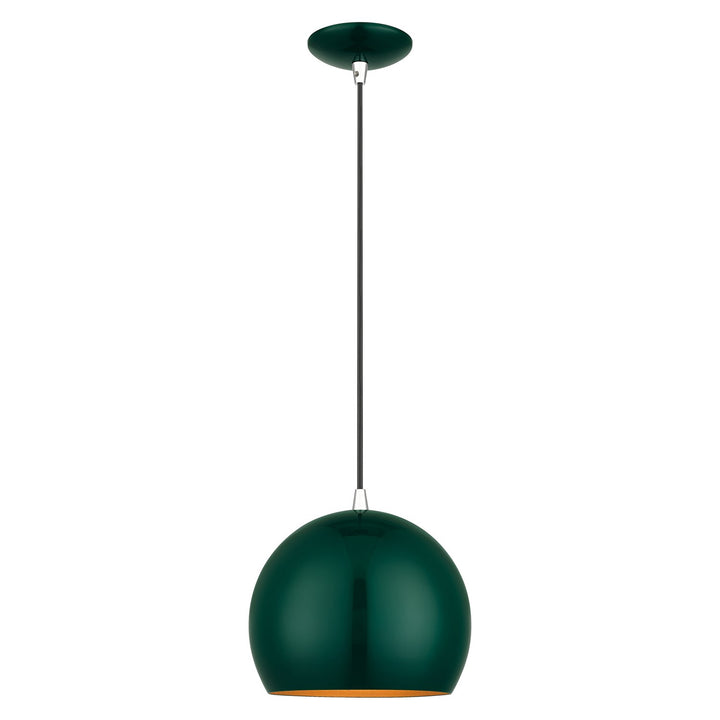 1 Light Shiny Hunter Green Globe Pendant by Livex Lighting