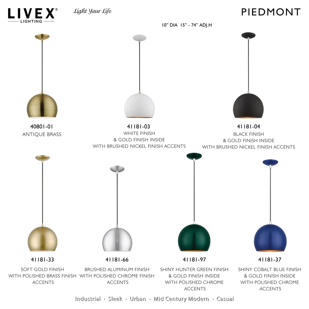 1 Light Shiny Hunter Green Globe Pendant