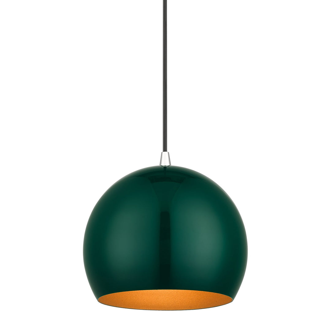 1 Light Shiny Hunter Green Globe Pendant