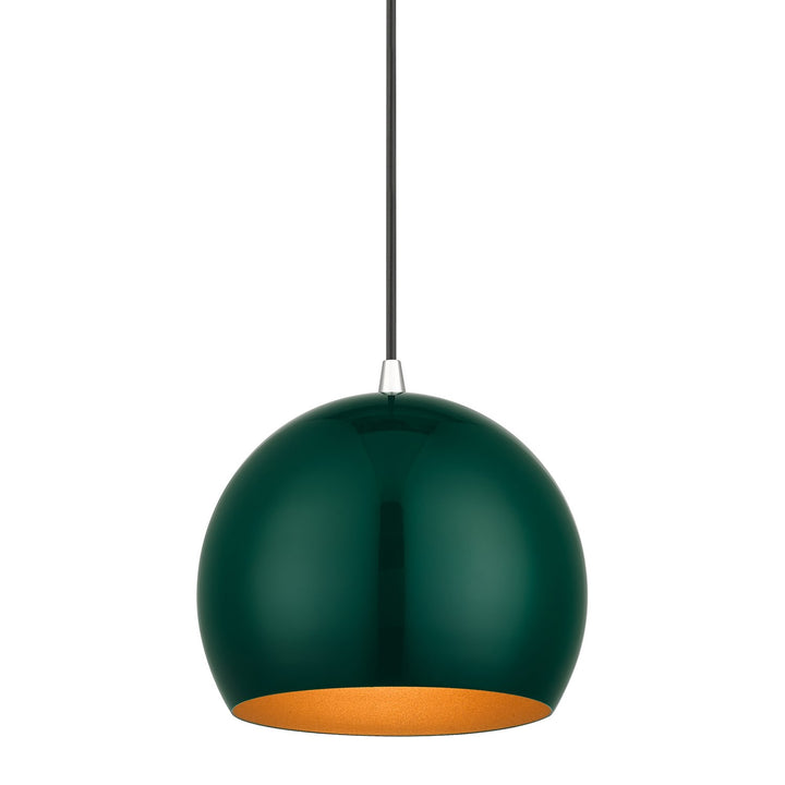 1 Light Shiny Hunter Green Globe Pendant