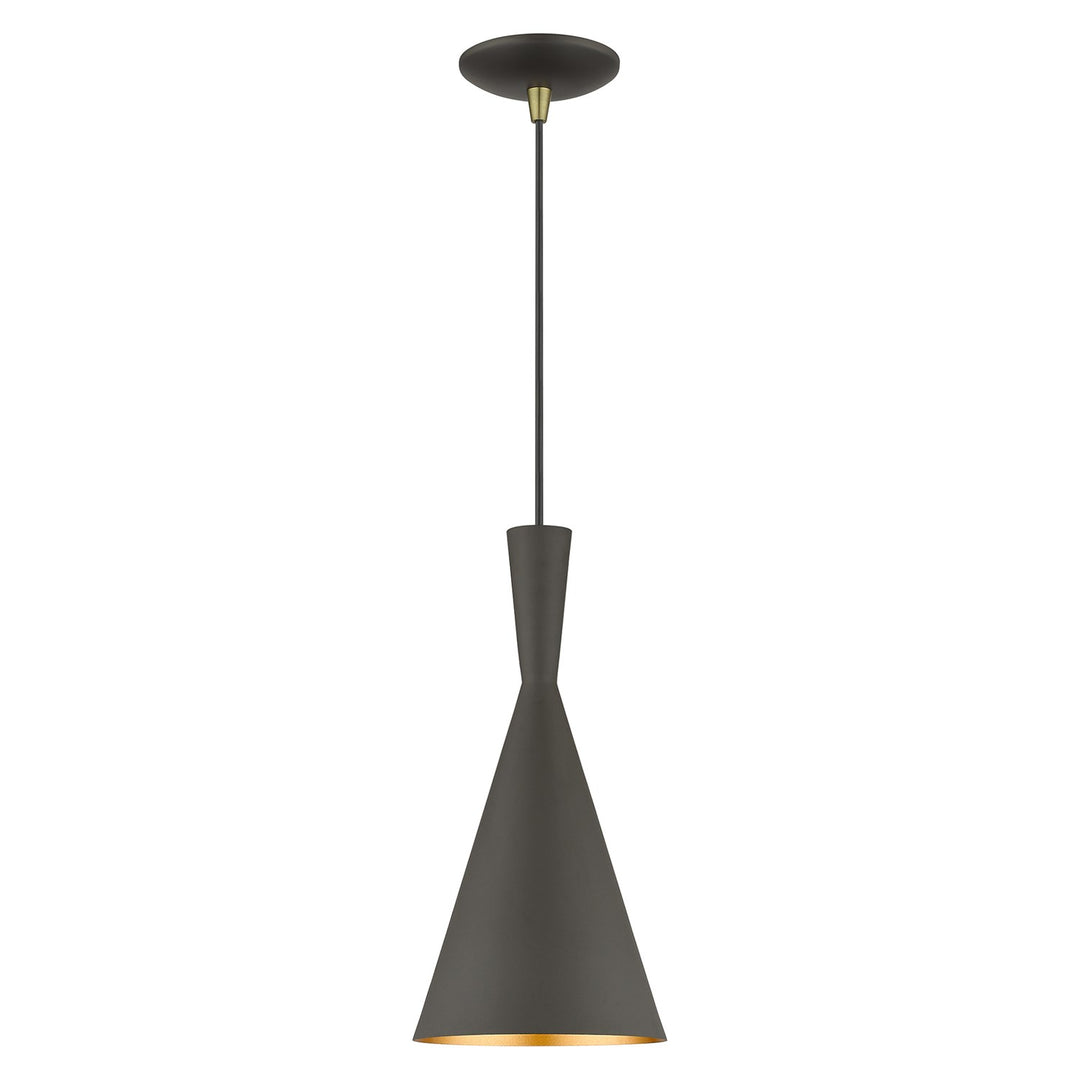 1 Light Bronze Pendant With Antique Brass Finish Accents by Livex Lighting