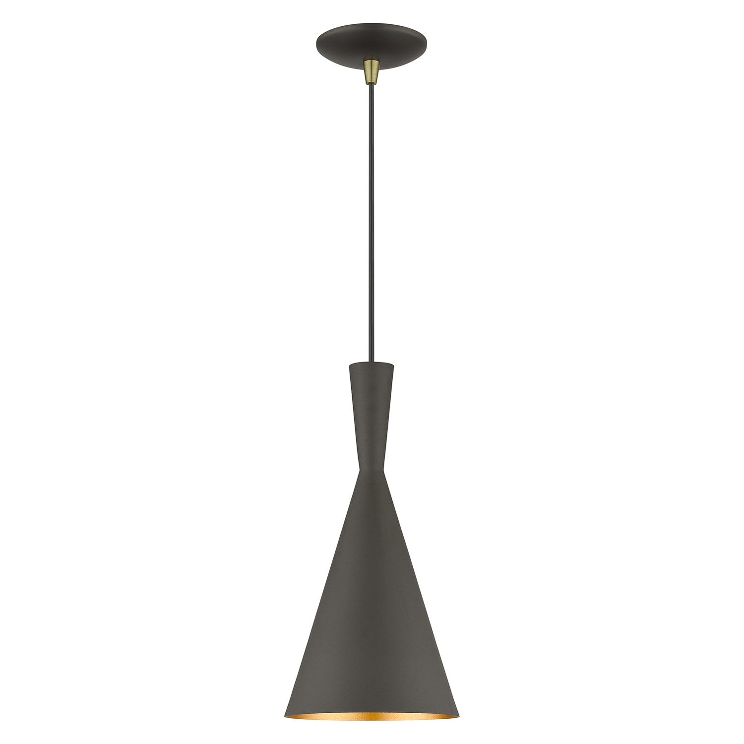 1 Light Bronze Pendant With Antique Brass Finish Accents by Livex Lighting