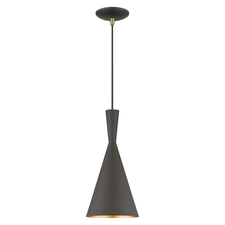 1 Light Bronze Pendant With Antique Brass Finish Accents by Livex Lighting