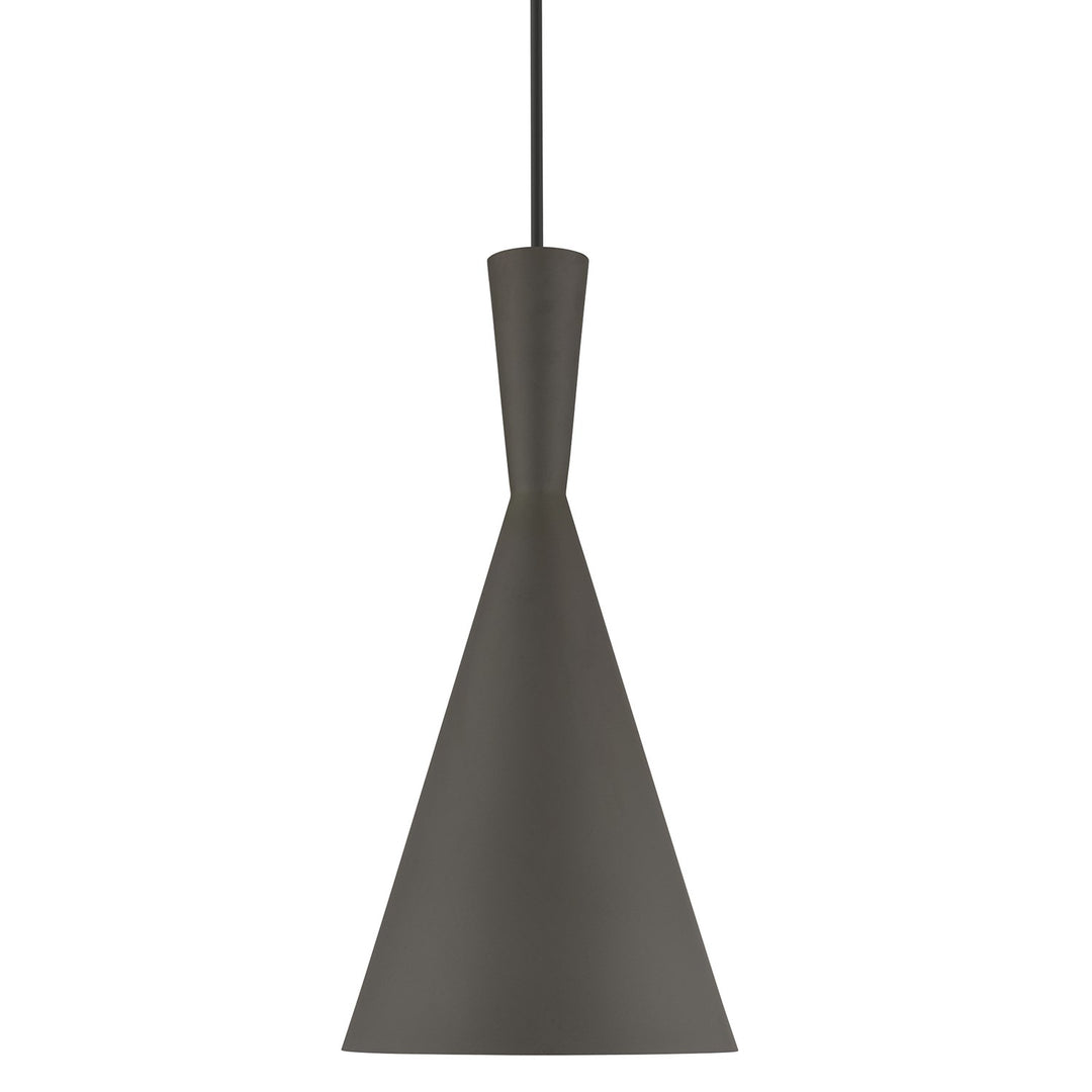 1 Light Bronze Pendant With Antique Brass Finish Accents