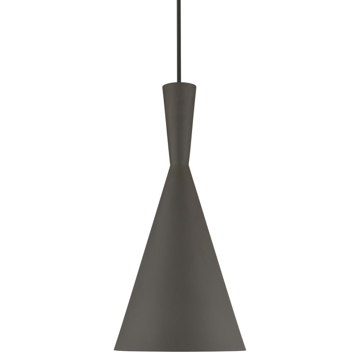 1 Light Bronze Pendant With Antique Brass Finish Accents