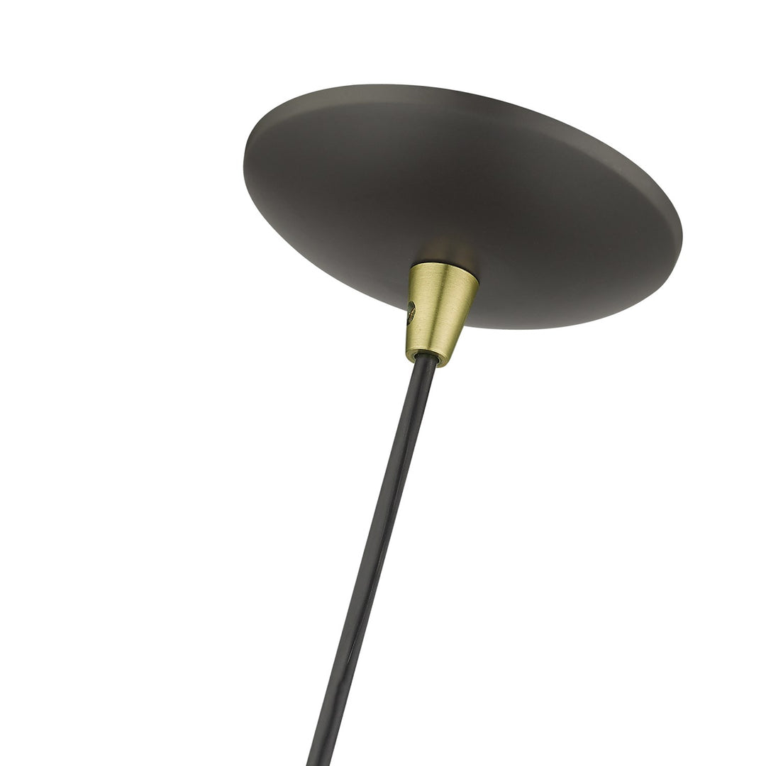 1 Light Bronze Pendant With Antique Brass Finish Accents