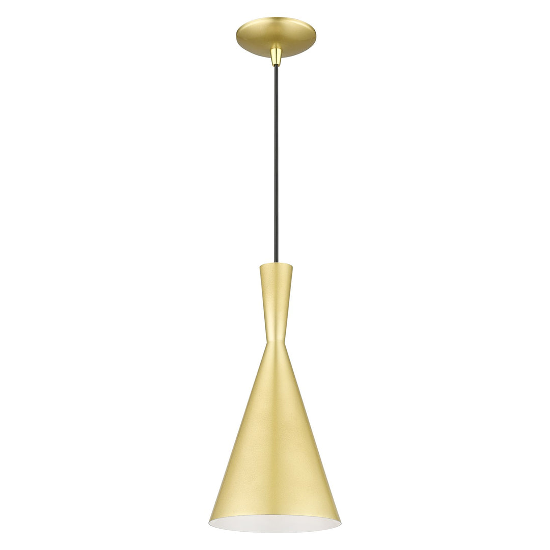 1 Light Soft Gold Pendant With Polished Brass Finish Accents