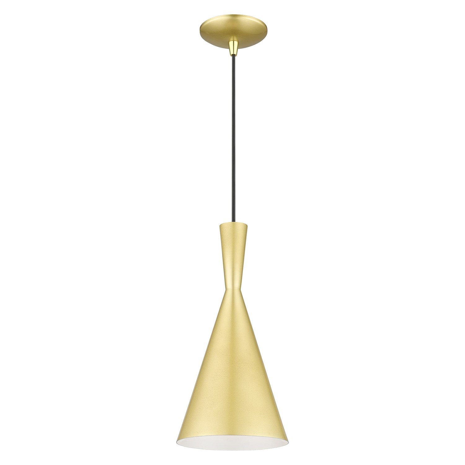 1 Light Soft Gold Pendant With Polished Brass Finish Accents