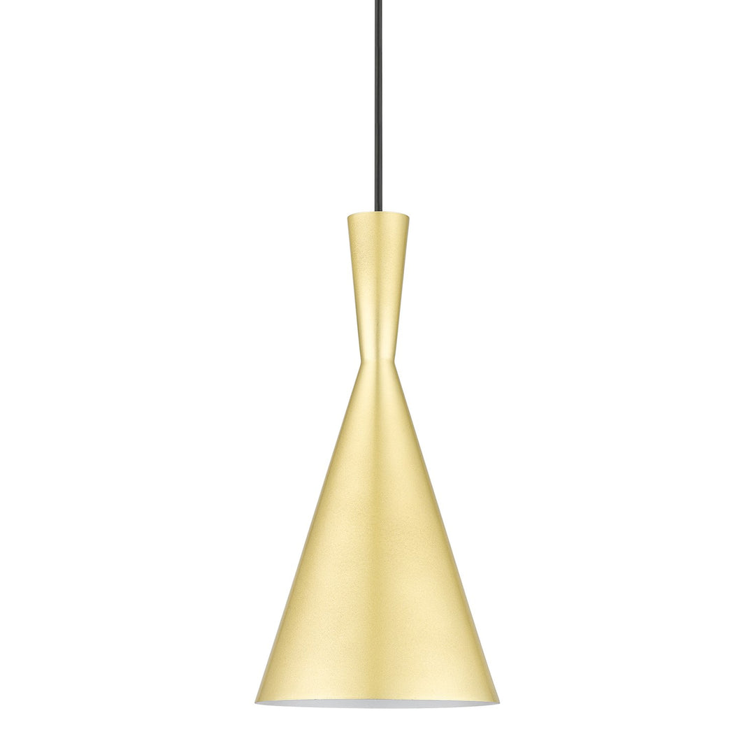 1 Light Soft Gold Pendant With Polished Brass Finish Accents