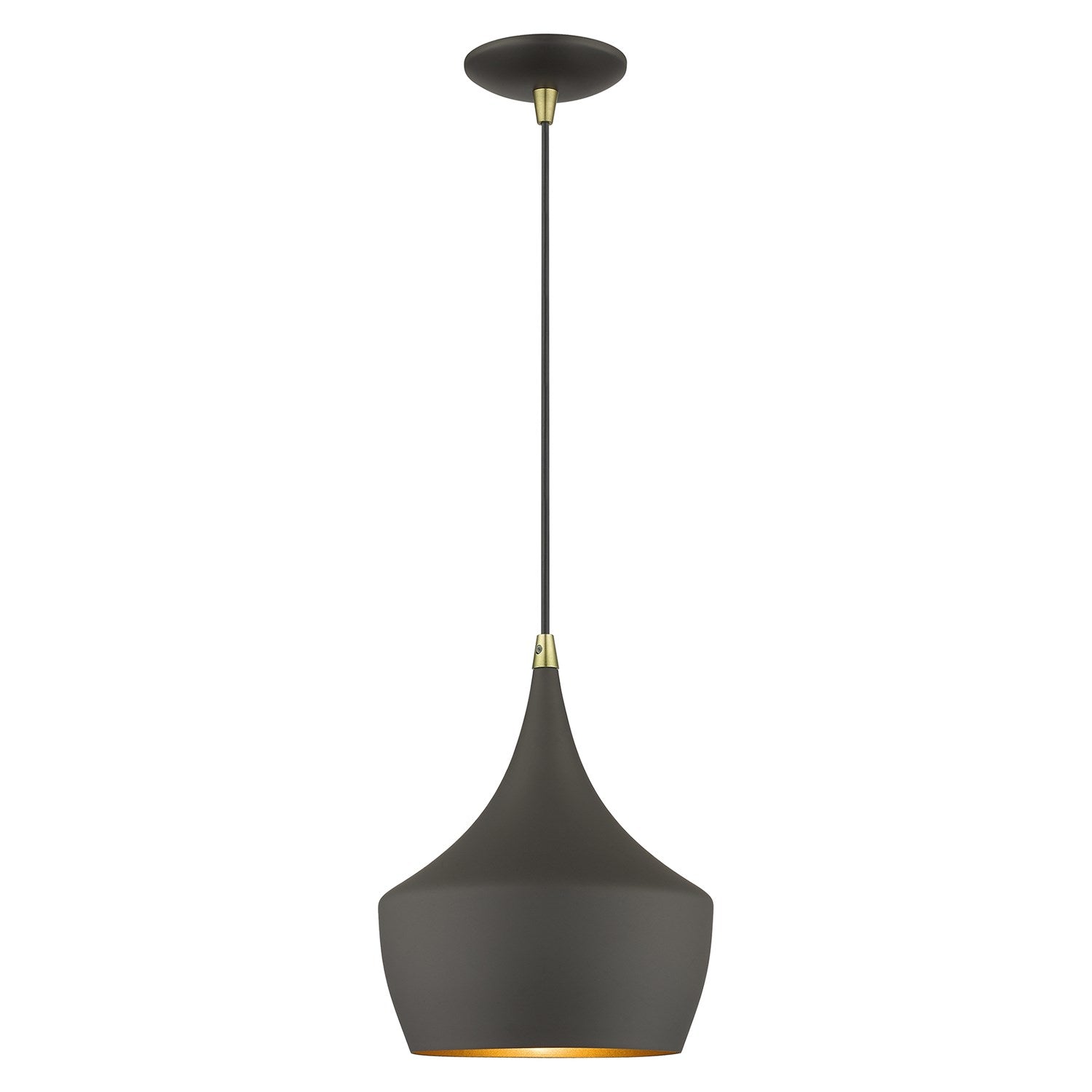 1 Light Bronze Pendant With Antique Brass Finish Accents by Livex Lighting